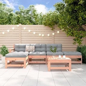 6 pcs conjunto lounge de jardim madeira de douglas maciça