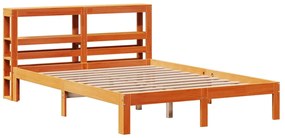 Cama sem colchão 135x190 cm madeira pinho maciça castanho-mel