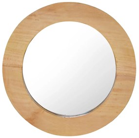 Espelho de parede redondo 40 cm madeira de teca