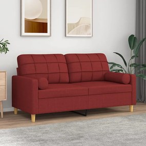 vidaXL Sofá 2 lug. c/ almofadas/almofadões 140cm tecido vermelho tinto