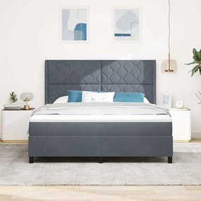 Cama Box com Colchão e LED vidaXL Cinza Escuro 180x200 cm Veludo