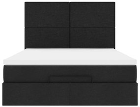 Estrutura de cama otomana com colchão 140x190 cm tecido preto