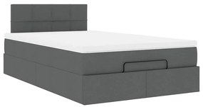 Cama otomana com colchão 120x200 cm tecido cinzento escuro