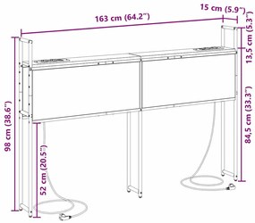 Cabeceira de armazenamento com cabeceira Carvalho fumado 160 cm