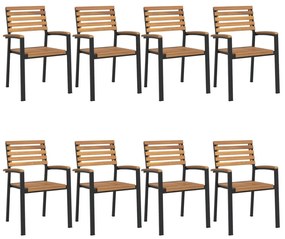 Conj. jantar p/ jardim 9 pcs madeira de acácia maciça e metal