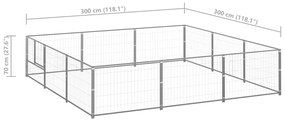 Canil para cães 9 m² aço prateado