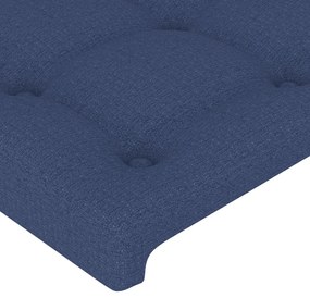 Cabeceira de cama c/ luzes LED tecido 203x16x118/128 cm azul