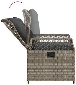 5 pcs conjunto de jantar p/ jardim c/ almofadões vime PE cinza
