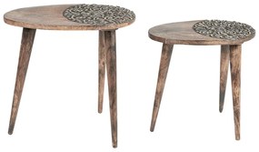 Conjunto de 2 mesas de apoio em madeira escura de mango KHETUA Beliani