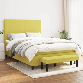vidaXL Cama com molas/colchão 140x190 cm tecido verde-claro