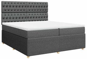 Cama com molas/colchão 200x200 cm tecido cinzento-escuro