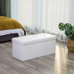 Banco com arrumação 76 x 38 x 38 cm Couro sintético Branco