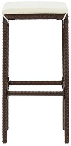 5 pcs conjunto de bar p/ jardim acácia maciça/vime PE castanho