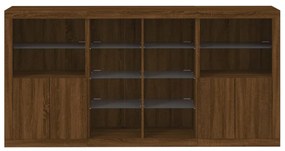 Aparador com luzes LED 202x37x100 cm carvalho castanho