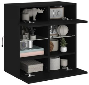 Móvel de parede para TV com luzes LED 58,5x30x60,5 cm preto