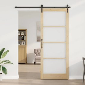 Porta Deslizante vidaXL com Conjunto de Ferragens "ORKDAL" Madeira Sól