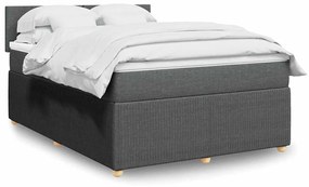 vidaXL Cama com molas/colchão 140x200 cm tecido cinzento-escuro