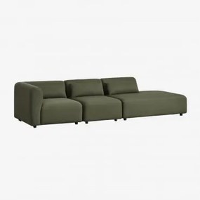 Sofá Modular De Canto Em 3 Peças Com Chaise Longue Direita Fogler Tecido Pele De Borrego Verde Sálvia - Sklum