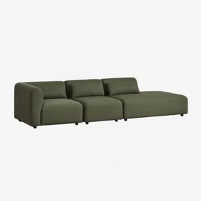 Sofá Modular De Canto Fogler De 3 Peças Com Espreguiçadeira Direita Chenille Verde Sálvia - Sklum