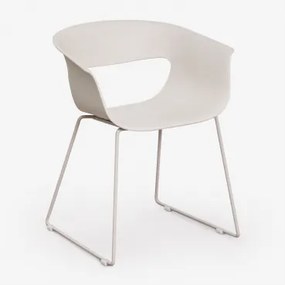 Pack De 4 Cadeiras De Jantar Com Braços Em Polipropileno E Aço Alanys Branco Pedra - Sklum