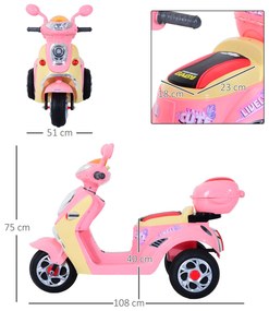 HomCom® Carro de triciclo Moto elétrica infantil com Bateria para cria