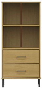 Estante c/ 2 gavetas 60x35x128,5cm madeira maciça OSLO castanho