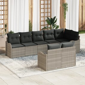 vidaXL Conjunto de Sofá para Jardim de 8 Peças com Almofadas Cinza Claro Rattan Sintético