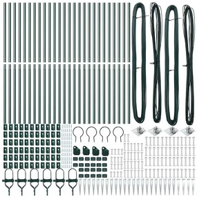 Postes de Cerca vidaXL com Ponta 26 pcs Ø32 mm 170 cm Aço Galvanizado