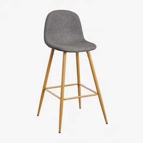 Pacote De 2 Bancos Altos Glamm Gris Antracita & ↑75 Cm & Madeira Natural - Sklum