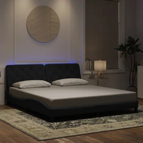 Estrutura de cama com luzes LED 180x200 cm veludo preto