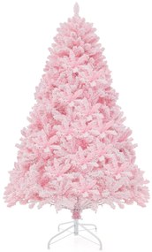 Árvore de Natal articulada rosa de 185 cm 808 postes de perna em PVC 350 luzes LED e 8 modos de iluminação Rosa