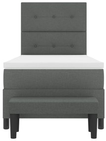 Cama Box Spring com Colchão e Banco Cinza Escuro 90x190 cm Tecido