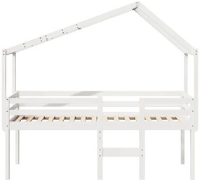 Cama alta com telhado 90x200 cm pinho maciço branco