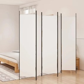 vidaXL Biombo com 5 painéis 250x200 cm tecido branco