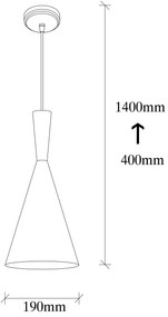Candeeiro de Teto Elmas – Preto e Vermelho – 19 cm x 140 cm
