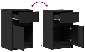 Mesa de cabeceira com luzes LED derivados de madeira preto