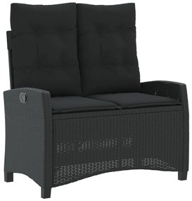 4 pcs conjunto de jardim p/ jardim c/ almofadões vime PE preto