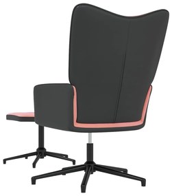 Cadeira de descanso com banco PVC e veludo rosa