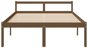 Cama para idosos king size 150x200 cm pinho maciço castanho mel