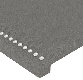 Cabeceira cama c/ luzes LED tecido 183x16x78/88cm cinza-escuro