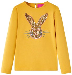 T-shirt de manga comprida para criança cor ocre 104