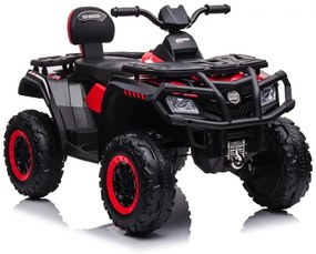 Moto 4 elétrica para crianças de 24 volts, 4x4 pneus de borracha, banco em pele Vermelha