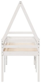 Cama alta com telhado 80x200 cm pinho maciço branco