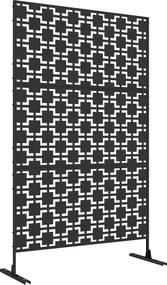 Outsunny Painel Separador Decorativo em Metal com Padrão 122x45x198 cm Preto | Aosom Portugal