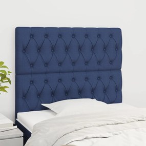 Cabeceira de cama 2 pcs tecido 90x7x78/88 cm azul