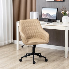 Cadeira de Escritório Cadeira de Escritório Giratória de Couro PU com Altura Ajustável e Função de Inclinação pra Sala de Estar Dormitório Estúdio 59x60x90-100 cm Marrom
