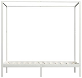 Estrutura de cama com toldo 90x200 cm pinho maciço branco