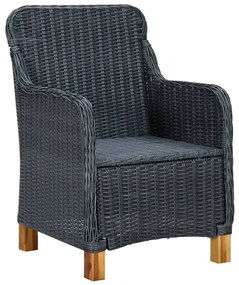 7 pcs conj. jantar exterior c/ almofadões vime PE cinza-escuro