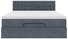 Estrutura de cama otomana com colchão 140x190cm cinzento escuro