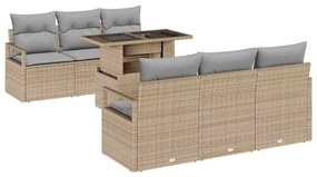 Conjunto de Sofá de Jardim de 7 Peças com Almofadas Begev em Rattan Si